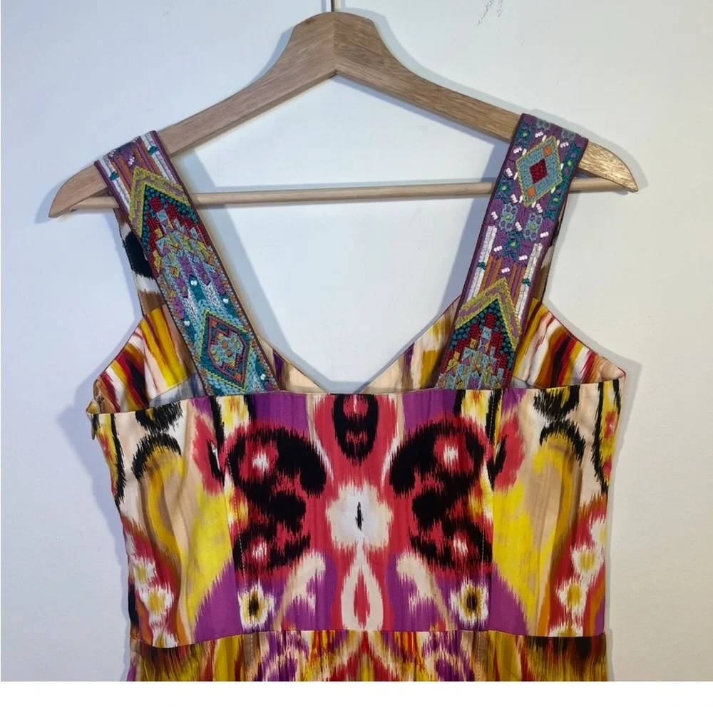 ETRO FUCHSIA IKAT RIBBON STRAP MIDI DRESS SIZE EU 40 - Picture 11 of 13